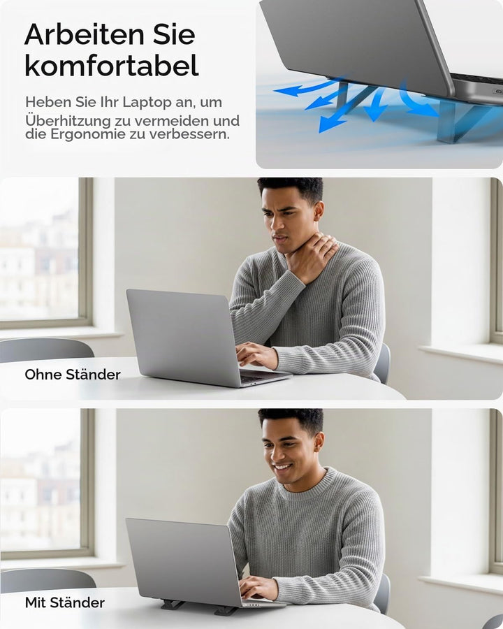 Spigen Slim Fold Laptop Ständer Höhenverstellbar [2 Stück] Selbstklebender Laptopständer, Doppelt Ve