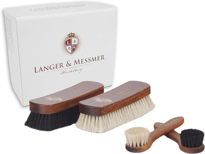 Langer & Messmer 4er-Set Schuhbürsten aus Rosshaar für die professionelle Schuhpflege von Schuhen au