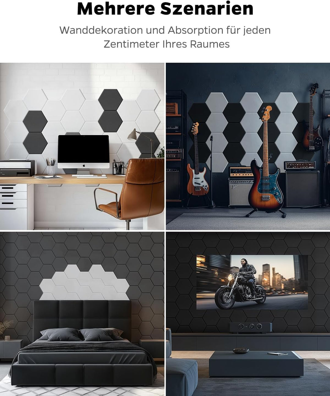 12 Stück Gross selbstklebend Pinnwand Modern, Weiss Sechseck Korkplatte Alternativen für Notice, Mem