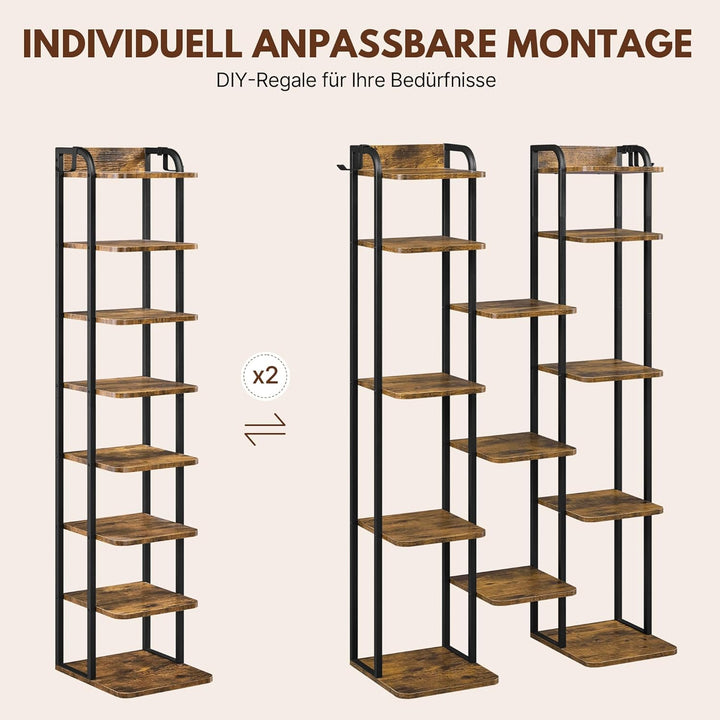 Yaheetech Schmales Schuhregal, Schuhablage mit 8 Ebenen, Platzsparender Schuhschrank Holz im Vintage