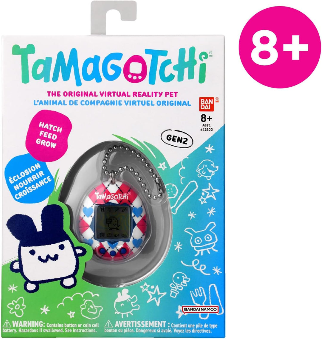 Bandai - Tamagotchi - Tamagotchi Original - Argyle Heart - Elektronisches virtuelles Tier mit Farbdi