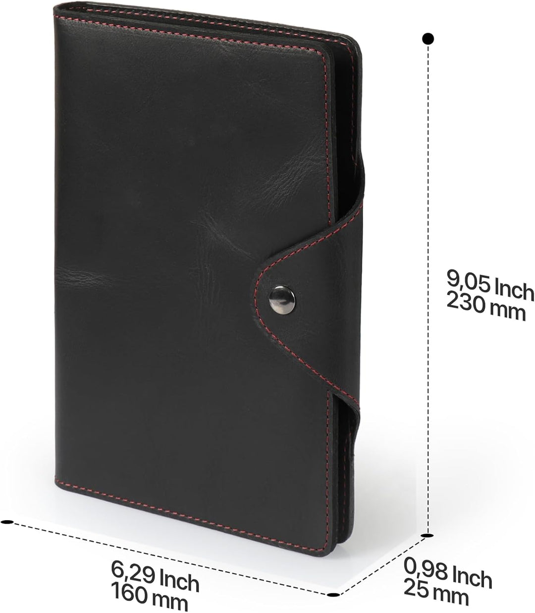 Londo Echtleder Schreibmappe Konferenzmappe mit Notizblock Notizblock und Schloss Schwarz L, Schwarz