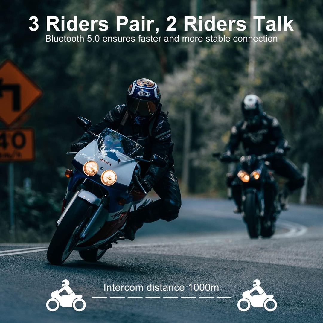 Motorrad Sprechanlage für 2, BT-S2 Motorrad Bluetooth Kommunikationssystem Gegensprechanlage Motorra