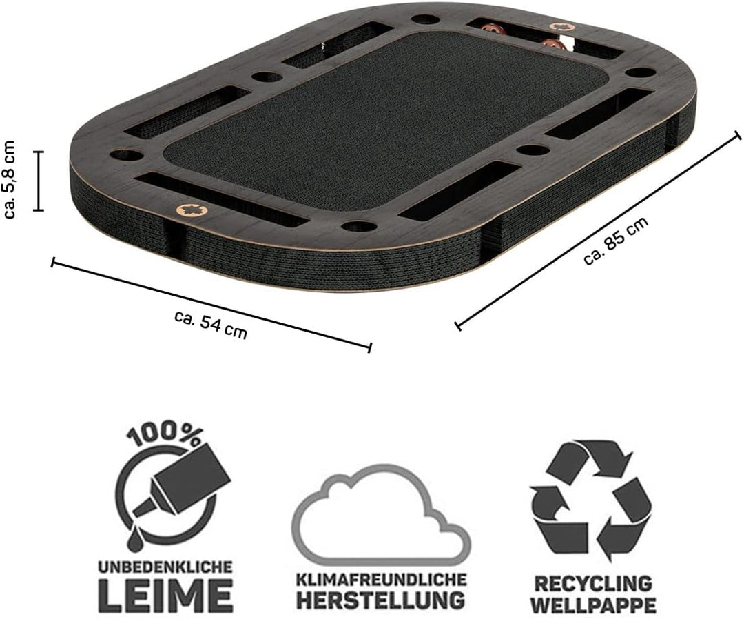 CanadianCat Company | XXL Katzenspielplatz 85 x 54 x 5,8 cm mit integrierter Kratzpappe | PlayPlate