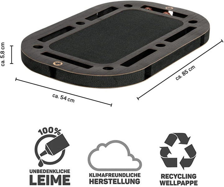 CanadianCat Company | XXL Katzenspielplatz 85 x 54 x 5,8 cm mit integrierter Kratzpappe | PlayPlate