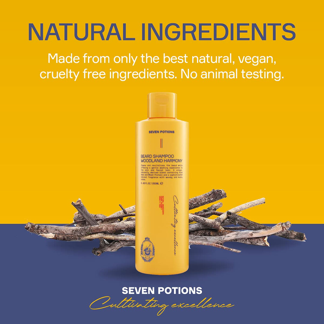 Seven Potions Bart-Shampoo für Männer - Sanfte, reinigende Bartreinigung für einen sauberen Bart ohn