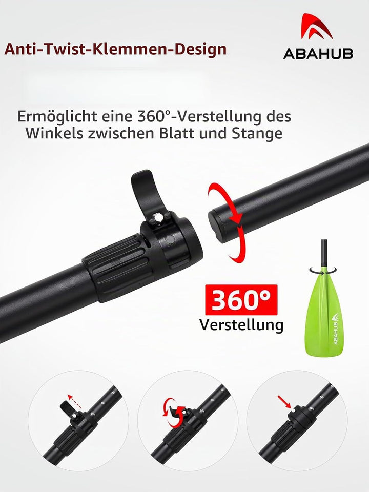 Abahub SUP Paddel / 2 in 1 Sup Kajak Paddel Aluminium Einstellbares Stand Up Paddle für Paddleboard,