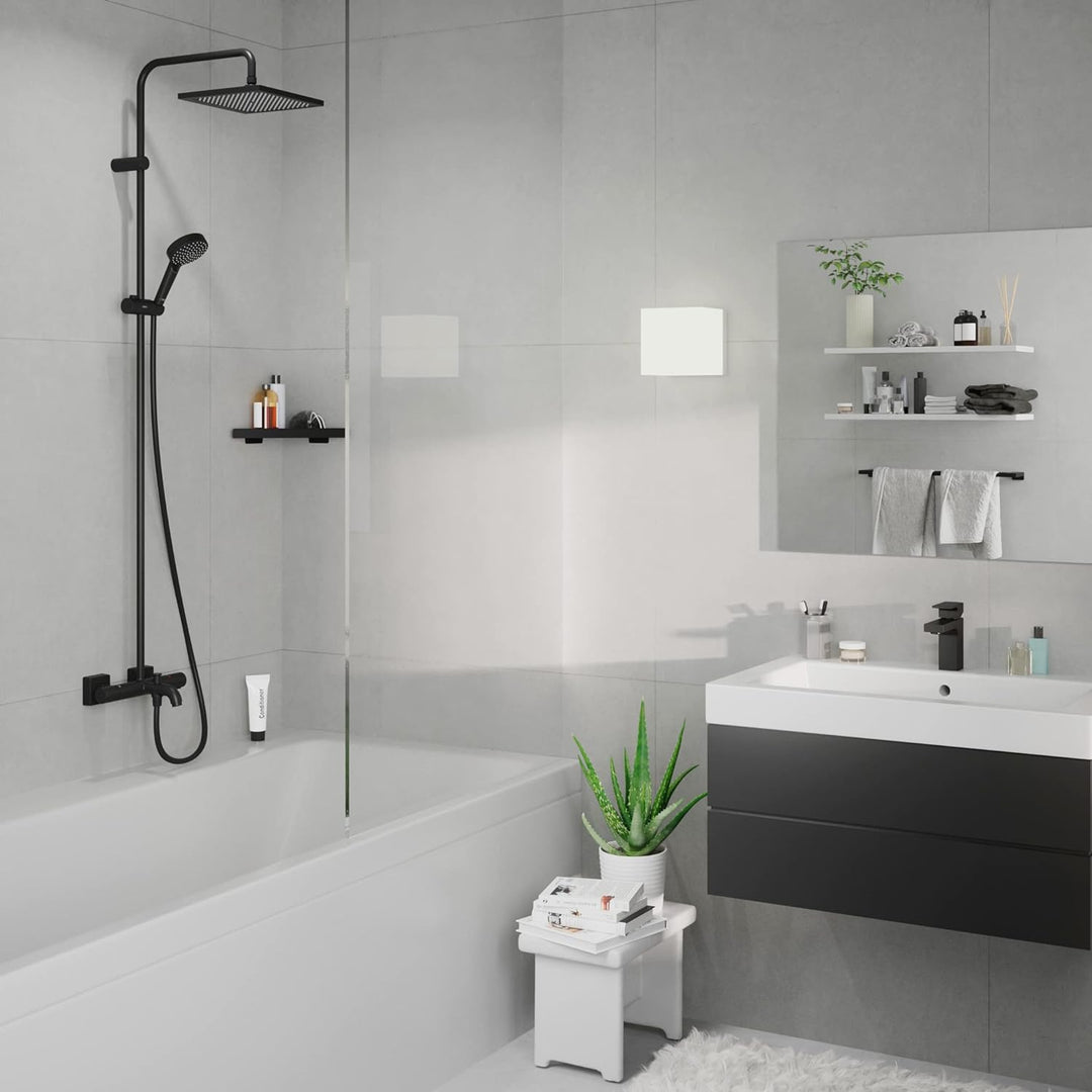 hansgrohe Wannen-Duschsystem Vernis Shape, Brausekopfgrösse 240 x 240 mm, Duschset mit Wannenthermos