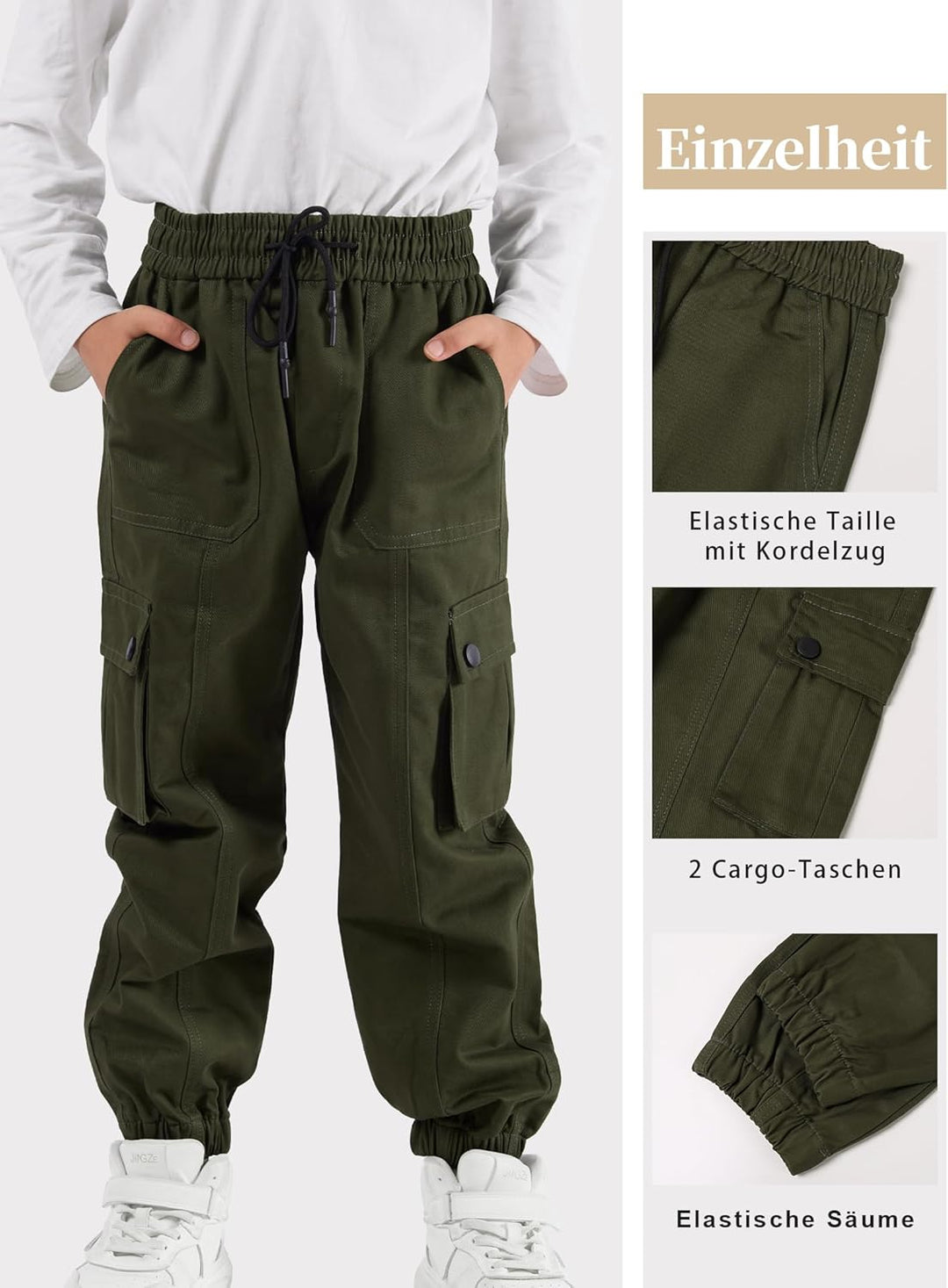 NATUST Kinder Cargo Hose 150 Armeegrün, 150 Armeegrün