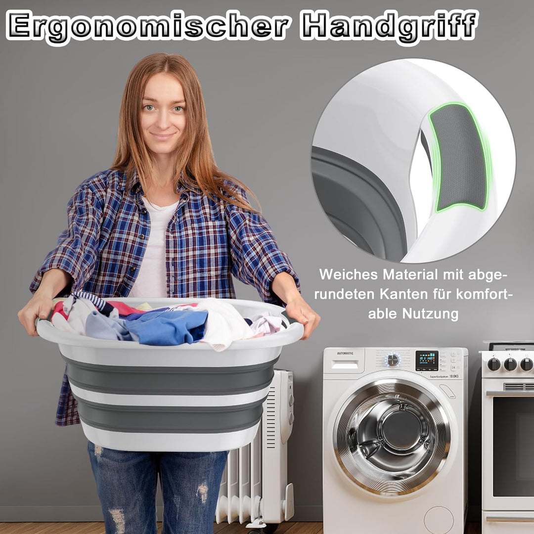 UISEBRT 26L Faltbarer Wäschekorb aus PP+TPE, Platzsparender Laundry Basket mit Griffen, Portable Was