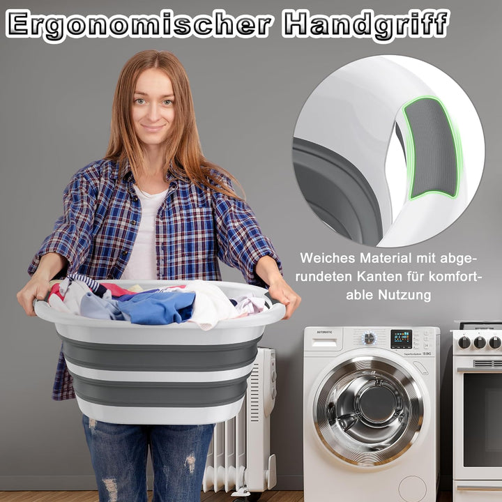 UISEBRT 26L Faltbarer Wäschekorb aus PP+TPE, Platzsparender Laundry Basket mit Griffen, Portable Was