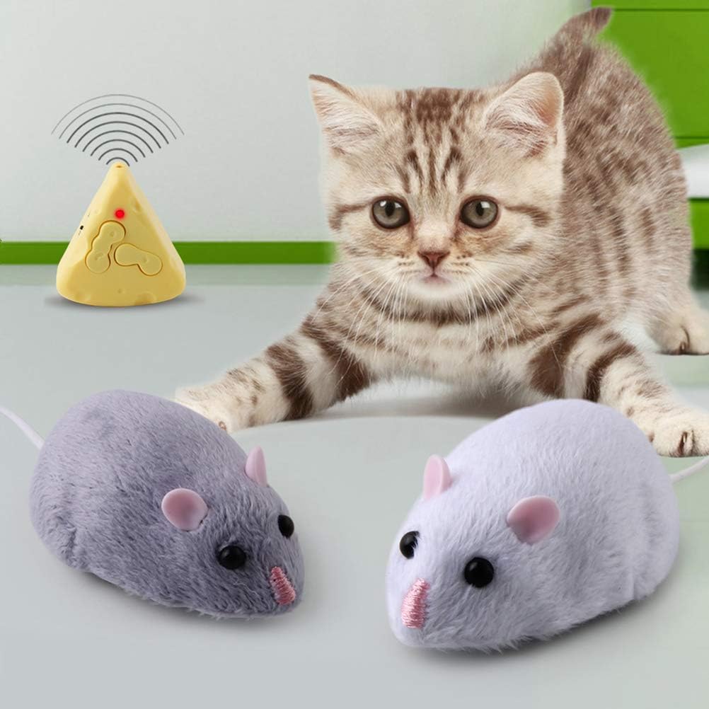 Fernbedienung Maus Katzen, RC Katzenspielzeug Simulation Plüsch Ratte mit Käse Fernbedienung, Fernbe