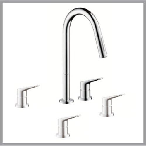 Hansgrohe Spültisch-Einhebelmischer Citterio M 2-Loch-Batterie Ausziehbrause, verchromt, 34822000