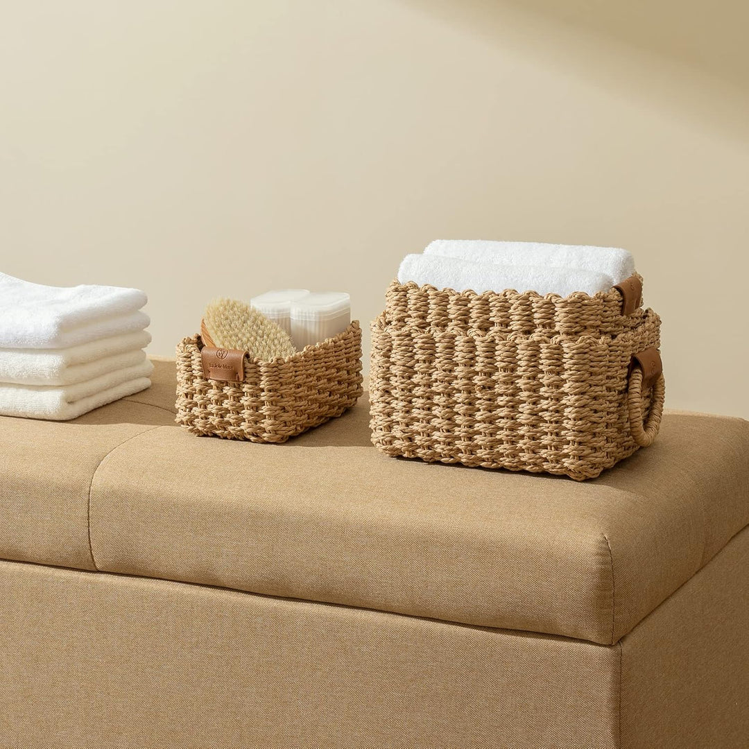La Jolíe Muse Korb Aufbewahrung,Korb Geflochten Klein,3er Set Baskets,Organizer Körbchen in Shelf, K
