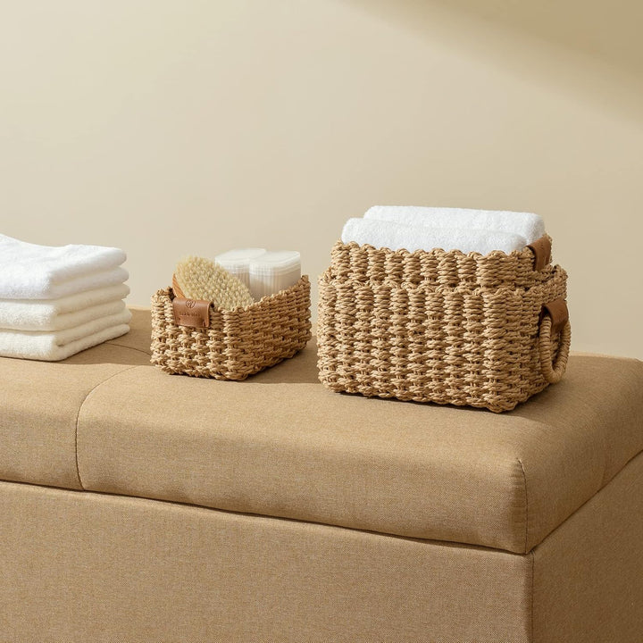 La Jolíe Muse Korb Aufbewahrung,Korb Geflochten Klein,3er Set Baskets,Organizer Körbchen in Shelf, K
