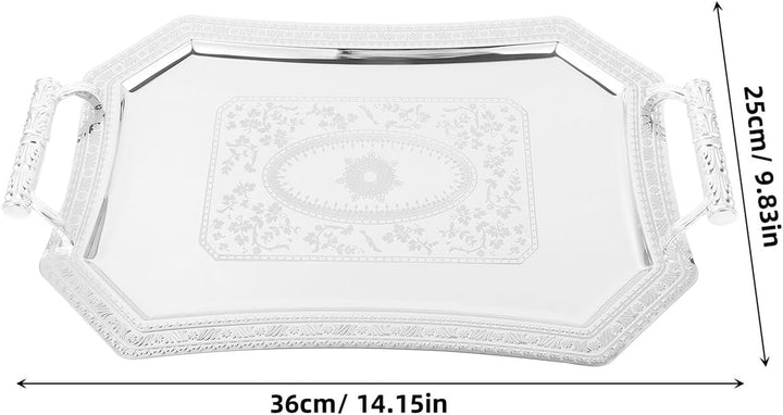 BESTYASH Silbernes Serviertablett Mit Griffen Leicht Zu Reinigen Multifunktionales Tablett Für Cupca