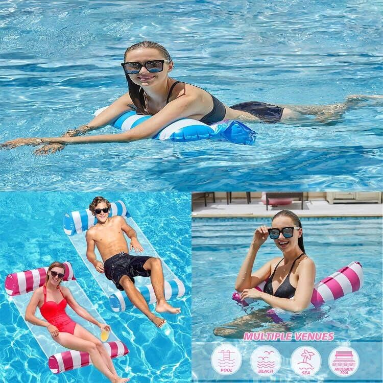 Aufblasbares Schwimmbett, 2 Stück 4 in 1 Pool Aufblasbare Hängematte, Aufblasbare Wasserhängematte S