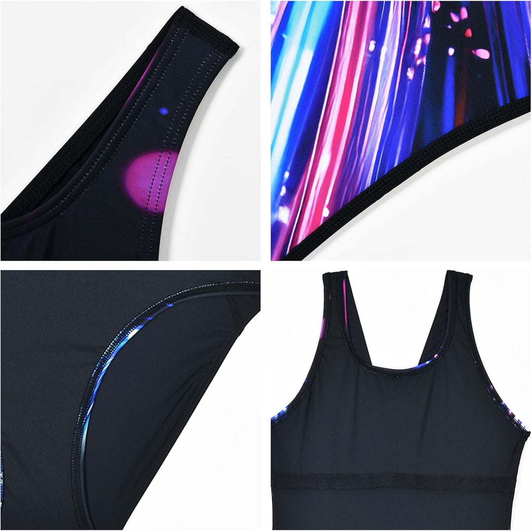 Damen Sport Badeanzug Racerback Schwarz Sport Bademode 38 Fliessende Farben, 38 Fliessende Farben