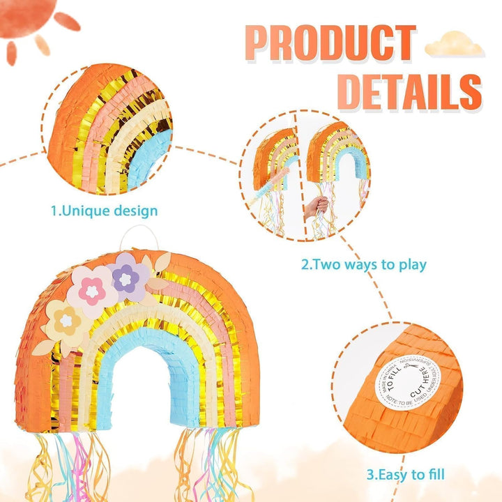 WERNNSAI Regenbogen Pinata - Geburtstag Pinata Deko Junge Mädchen Kinder Regenbogen Piñata mit Stock