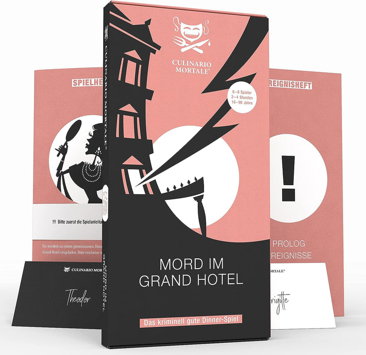 CULINARIO MORTALE® – Mord im Grand Hotel - Krimidinner für Zuhause für 6 bis 8 Personen - unterhalts