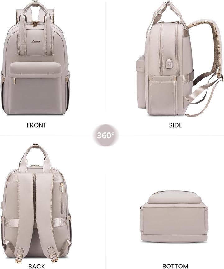 LOVEVOOK Rucksack Damen, 15,6 Zoll Laptop Rucksack Wasserdicht, Elegant Schulrucksack Teenager Mädch
