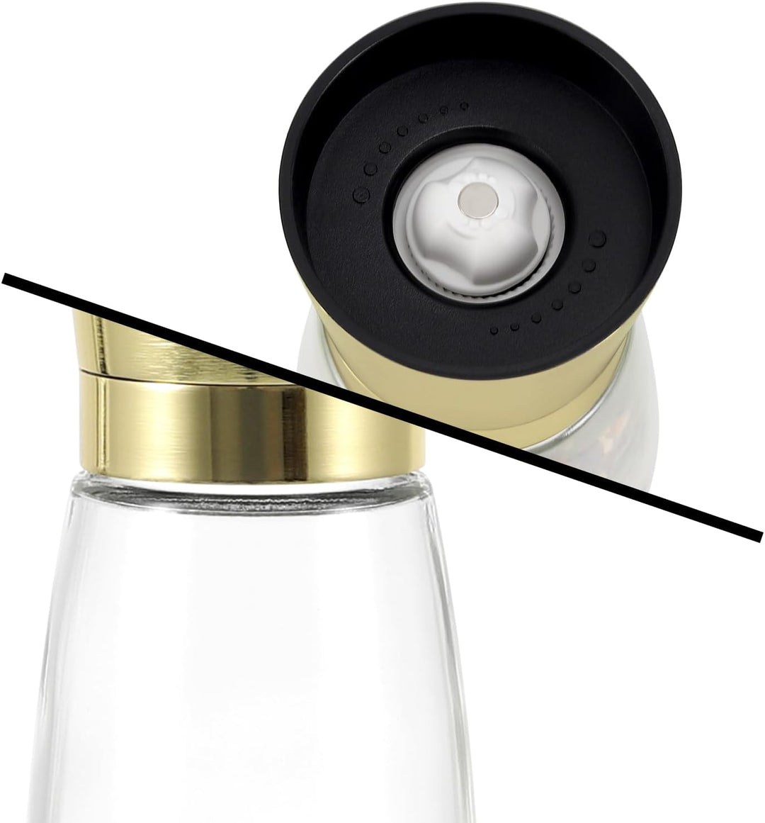 Vzaahu Salz und Pfeffermühlen 2er-Set mit Keramikkern,Zimt,Einstellbare Grobheit,Farbe Goldene,Tragb