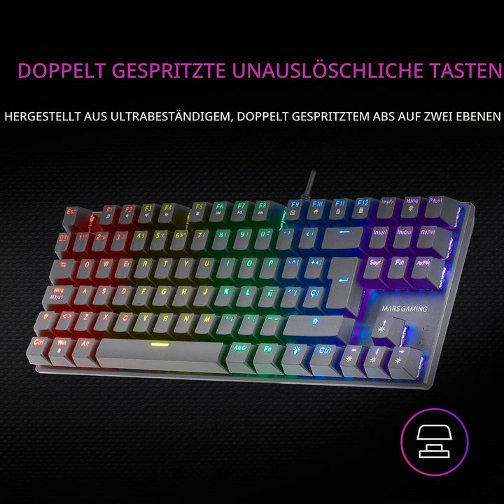 Mars Gaming MK80 Schwarz, US Sprache, Mechanische Gaming Tastatur TKL FRGB, Antighosting, Switch Mec
