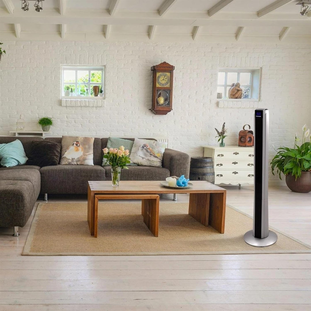 Syntrox Turmventilator 120cm mit Fernbedienung | Säulenventilator Timer 7,5h | Standventilator 90° O