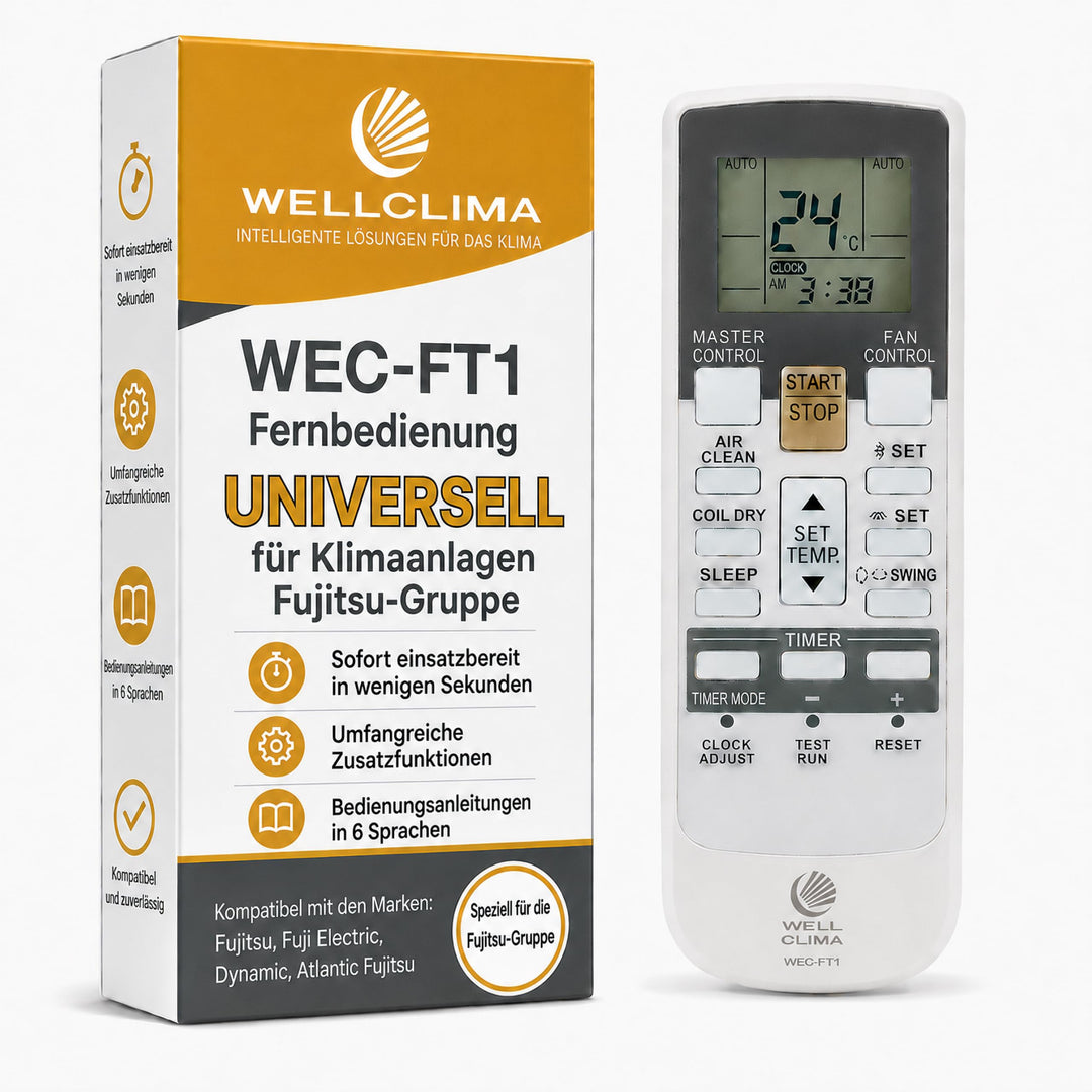 Wellclima WEC-FT1 Fernbedienung Kompatibel mit Fujitsu und General Klimaanlagen, Originaldesign, Erw