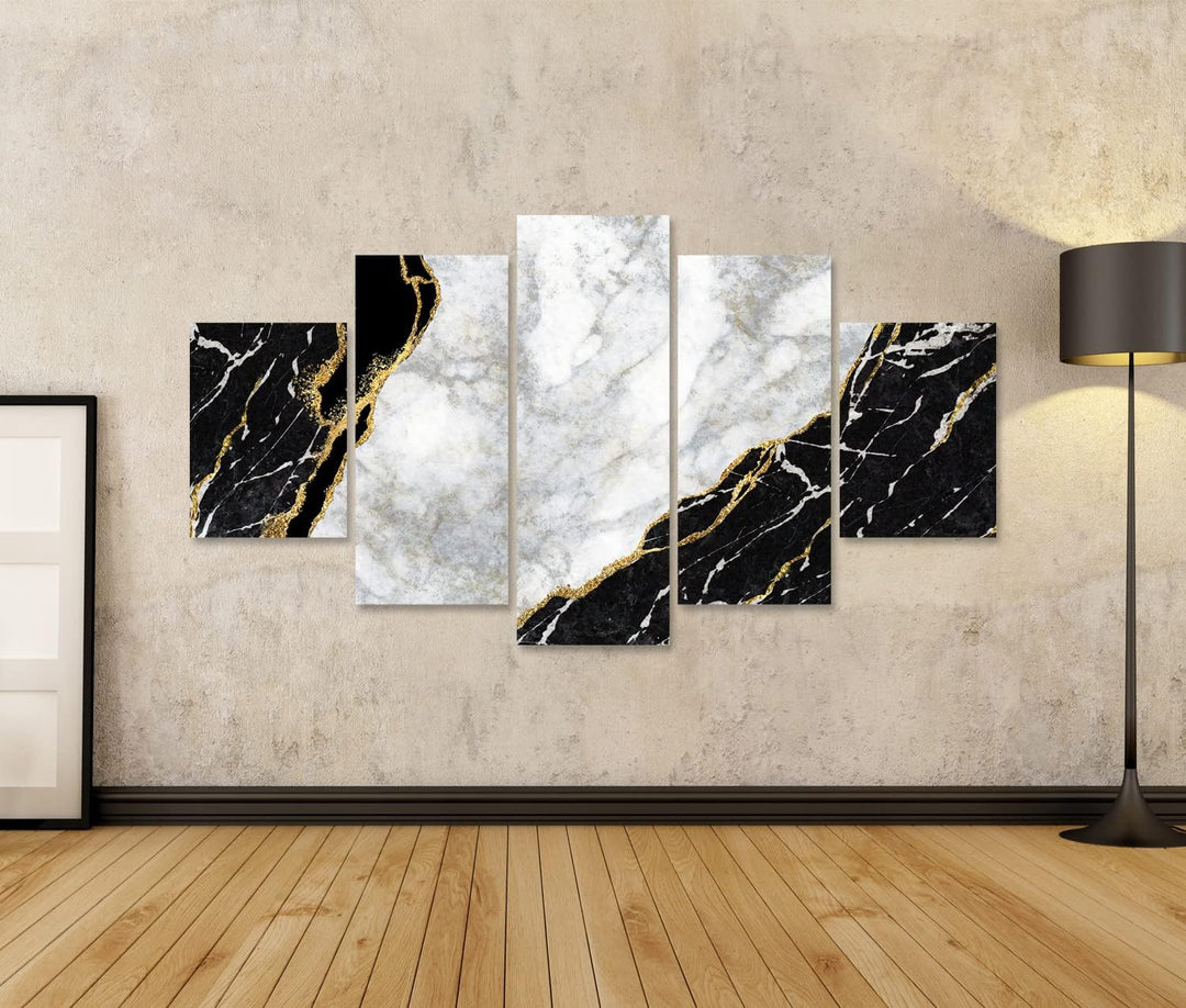 islandburner Bild auf Leinwand Luxus Abstrakter Hintergrund Schwarz Weisser Marmor Mit Goldenen Ader