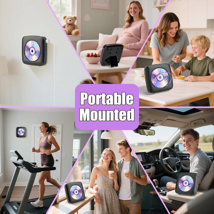 Gueray Desktop CD Player Bluetooth CD-Spieler mit Lautsprechern für Zuhause 1800mAh Tragbarer CD-Pla