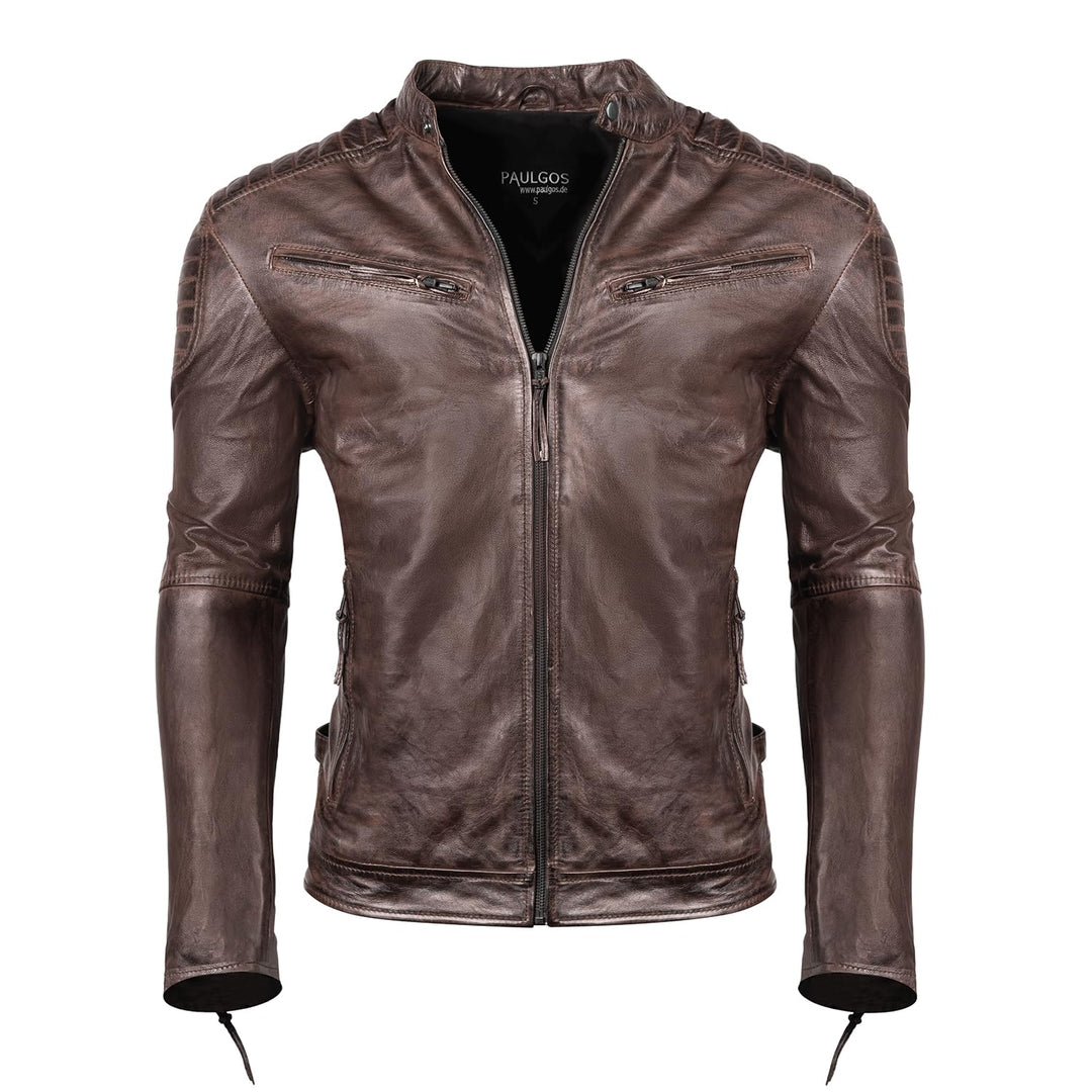 PAULGOS Herren Lederjacke Echtes Leder Jacke Echtleder Übergangsjacke Fashion in 5 Farben Gr. S-7XL