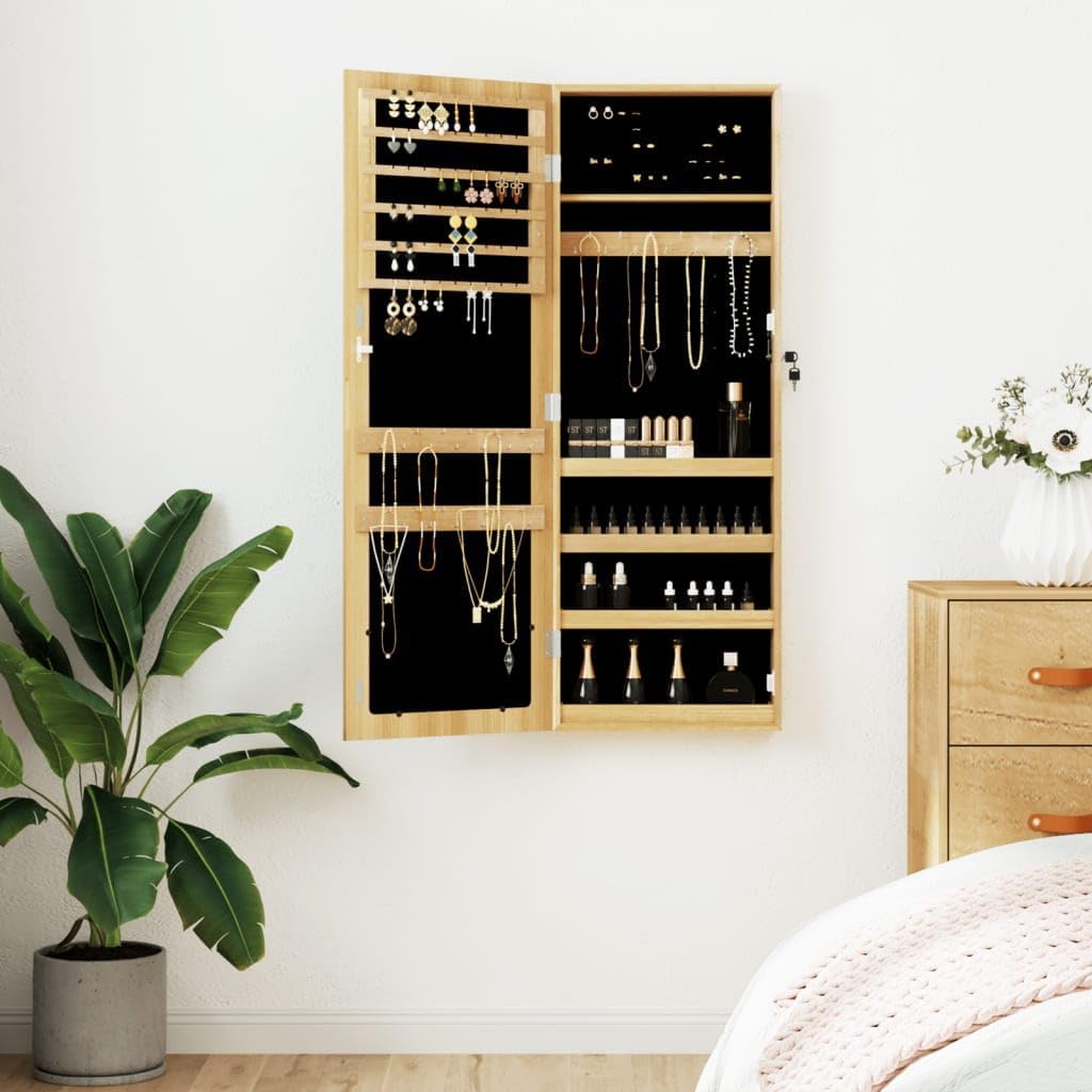 vidaXL Schmuckschrank mit Spiegel Wandmontage 37,5x10x106 cm 37.5 x 10 x 106 cm Braun, 37.5 x 10 x 1