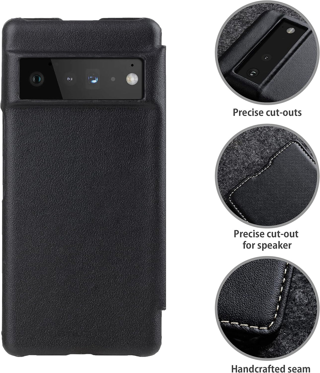 STILGUT Book Case kompatibel mit Google Pixel 6 Pro Hülle aus Leder zum Klappen, Klapphülle, Handyhü
