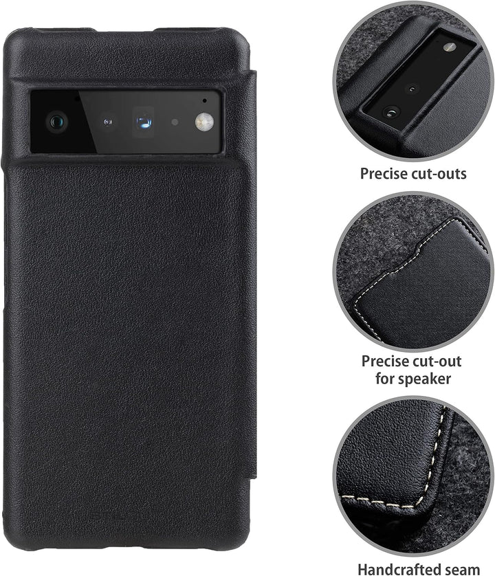 STILGUT Book Case kompatibel mit Google Pixel 6 Pro Hülle aus Leder zum Klappen, Klapphülle, Handyhü