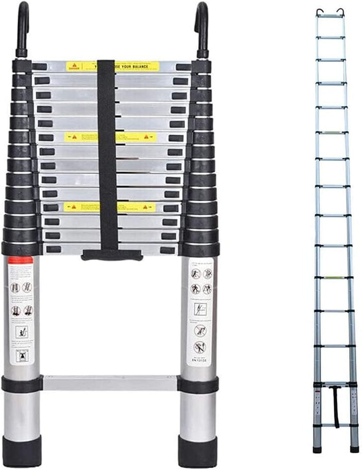 5 m Teleskopleiter mit Dachhaken-Kit Aluminium, tragbar, multifunktional, faltbar, tragbar, strapazi