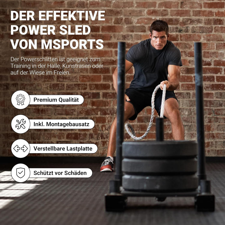 MSPORTS Gewichtsschlitten Premium - Power Sled, Powerschlitten, Sprint- und Zugschlitten, Schnellkra