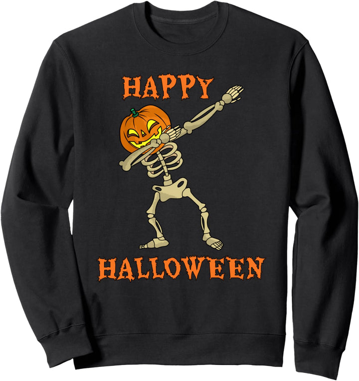 Happy Halloween Skelett-Kürbiskopf zum Tupfen Sweatshirt