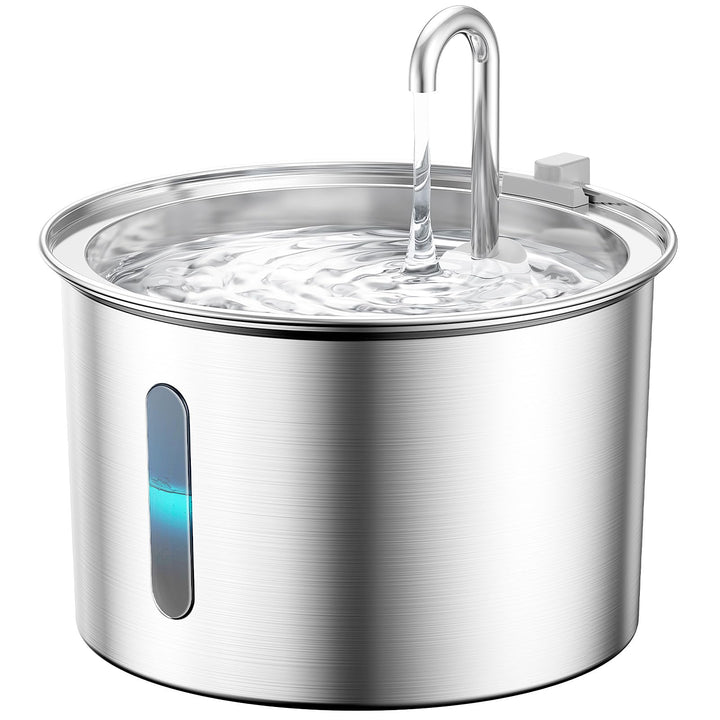 oneisall Katzenbrunnen Edelstahl, 2L Trinkbrunnen für Katze, Extrem Leiser Katzen Trinkbrunnen mit W