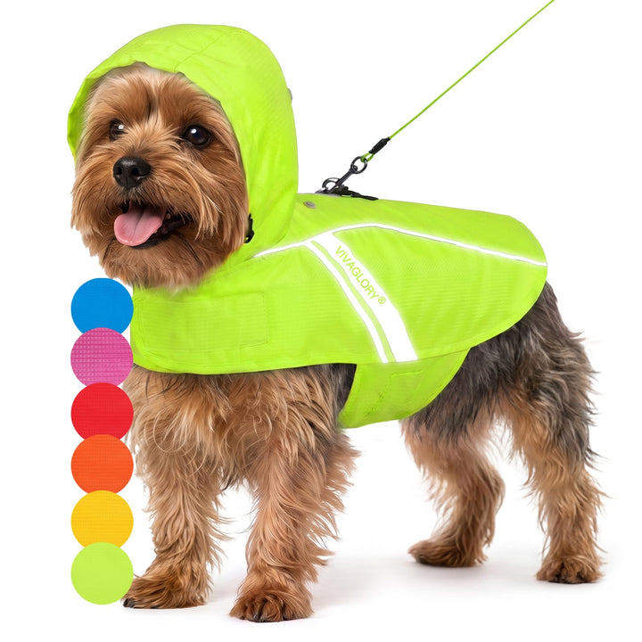 VIVAGLORY Hunderegenmantel für kleine Hunde, leicht an- und ausziehbare Regenbekleidung, reflektiere