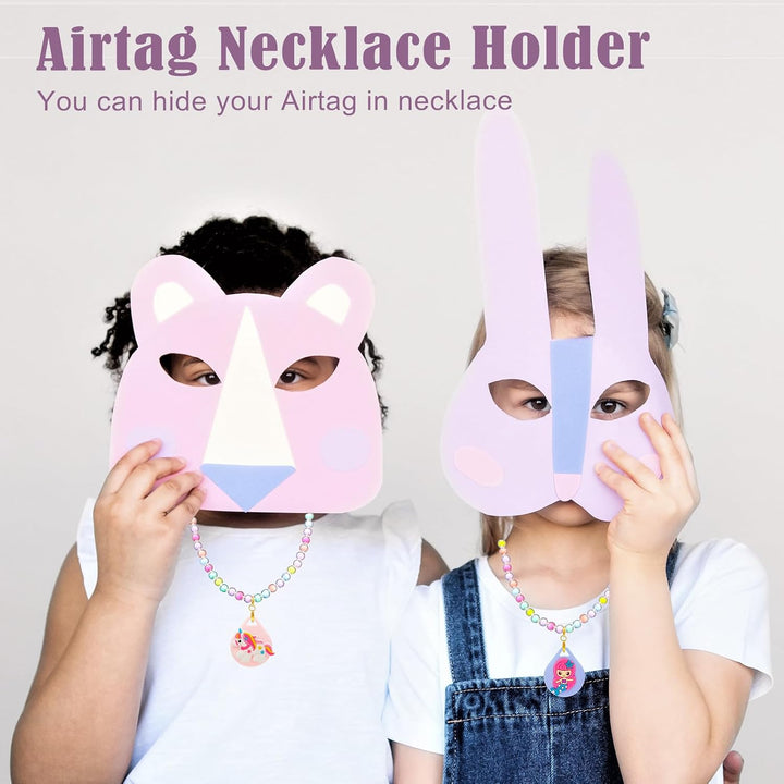 2 Stück Kinder-Halskettenhalter für Airtag, niedliche Meerjungfrauen-Perlen-Halskette für Apple Airt