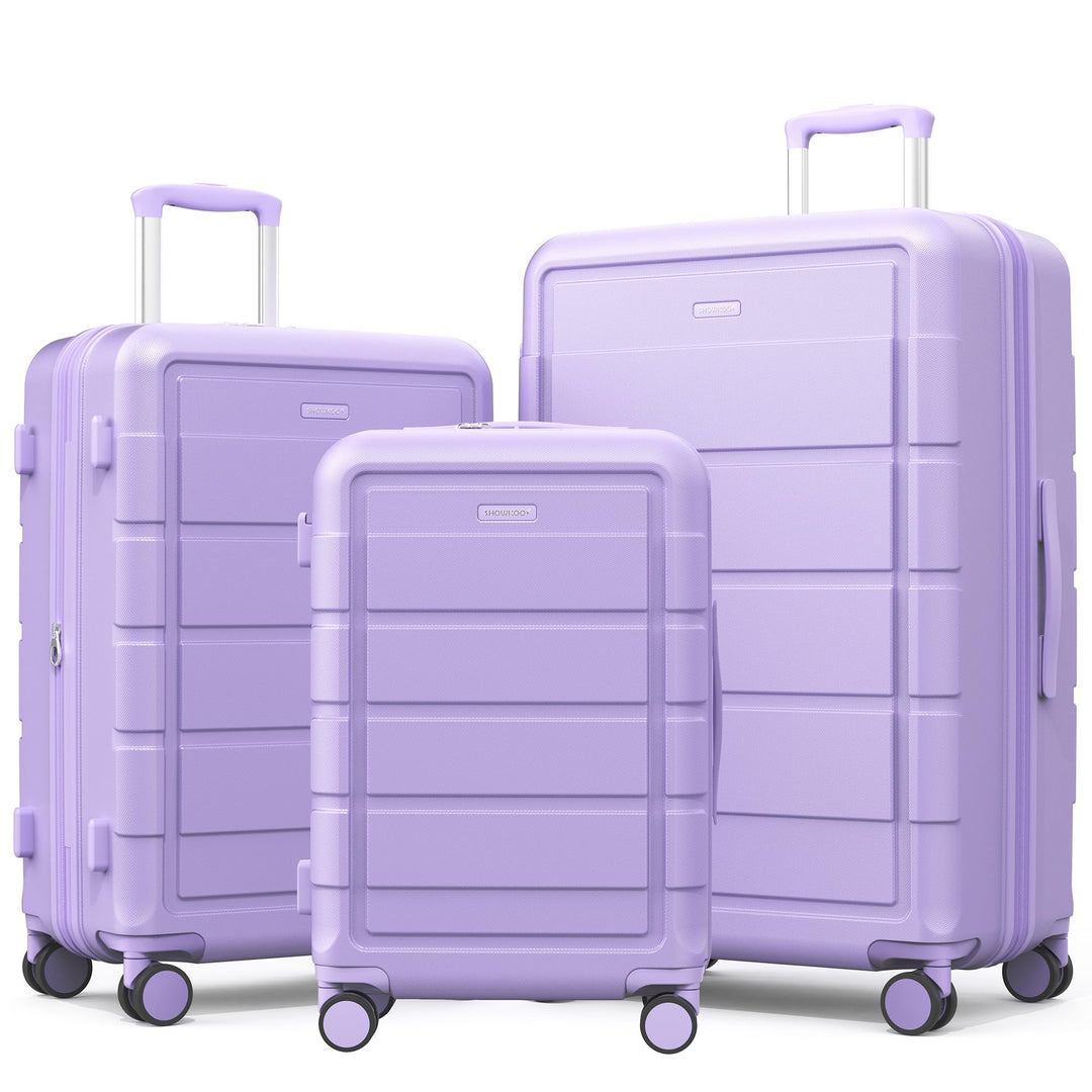SHOWKOO Kofferset 3 Teilig Hartschale Leicht PC+ABS Erweiterbar Reisekoffer Haltbar Trolley Handgepä