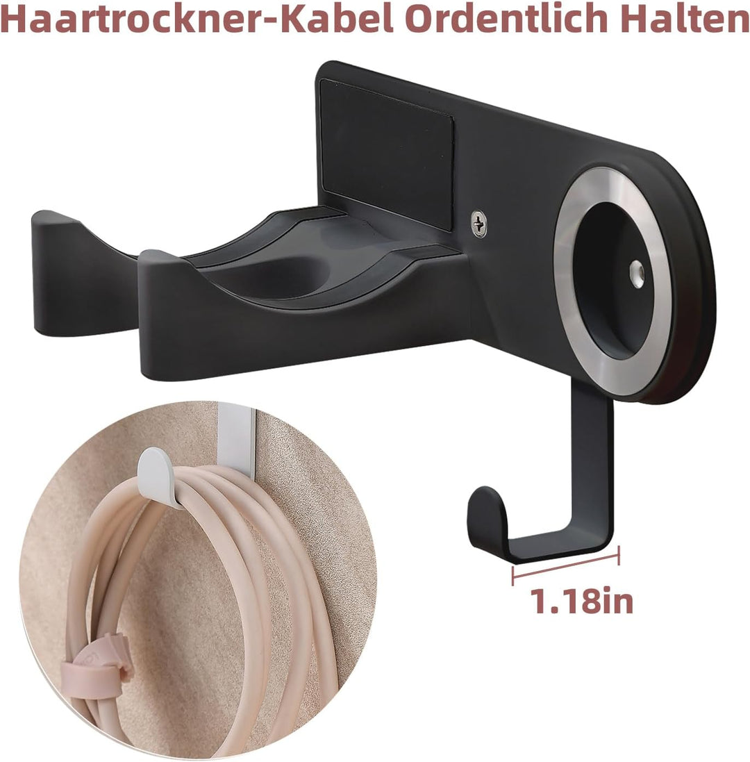 Föhnhalterung Wand Ohne Bohren, Fönhalter für Haartrockner, Edelstahl Haartrocknerhalter zum Kleben,