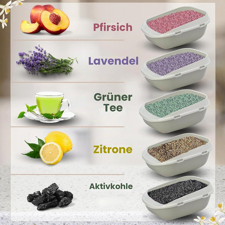 Naturalissima Katzenstreu, 2 kg, Lavendel, mit Erbsenfaser und Maisstärke, pflanzlich, biologisch ab