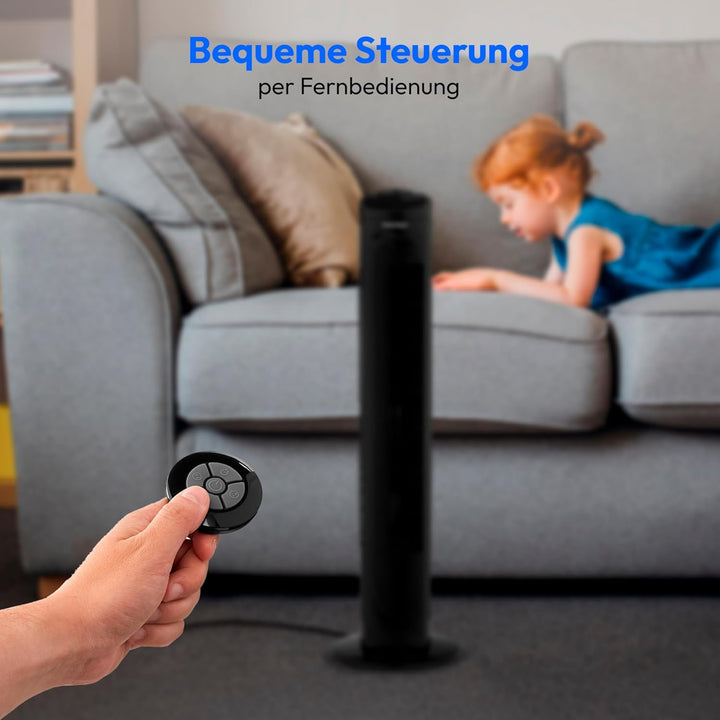 MEDION E11 TF Turmventilator mit Fernbedienung (3 Geschwindigkeitsstufen, leiser Schlafmodus, 45 Wat