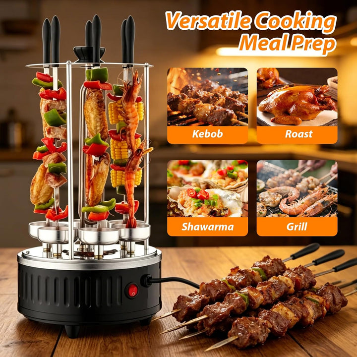 Vertikaler Elektrischer Grill, Elektrischer BBQ Tischgrill Vertikalgrill aus Edelstahl, Elektrogrill