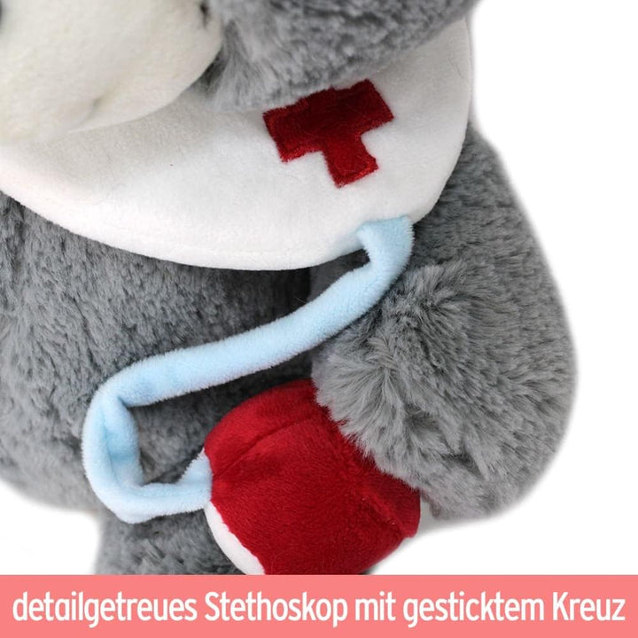BEMIRO Teddy Arzt Plüschtier Konrad mit Stethoskop - ca. 30 cm, Arzt Teddy, Teddybär, Stethoskop