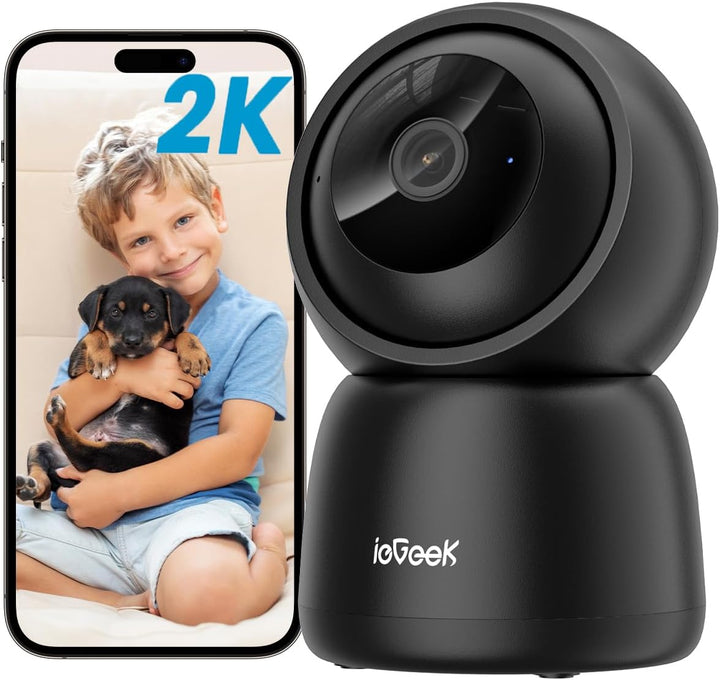 ieGeek Überwachungskamera Innen, 2K Kamera Überwachung Innen, 360° WLAN Kamera Indoor, Zwei-Wege-Aud