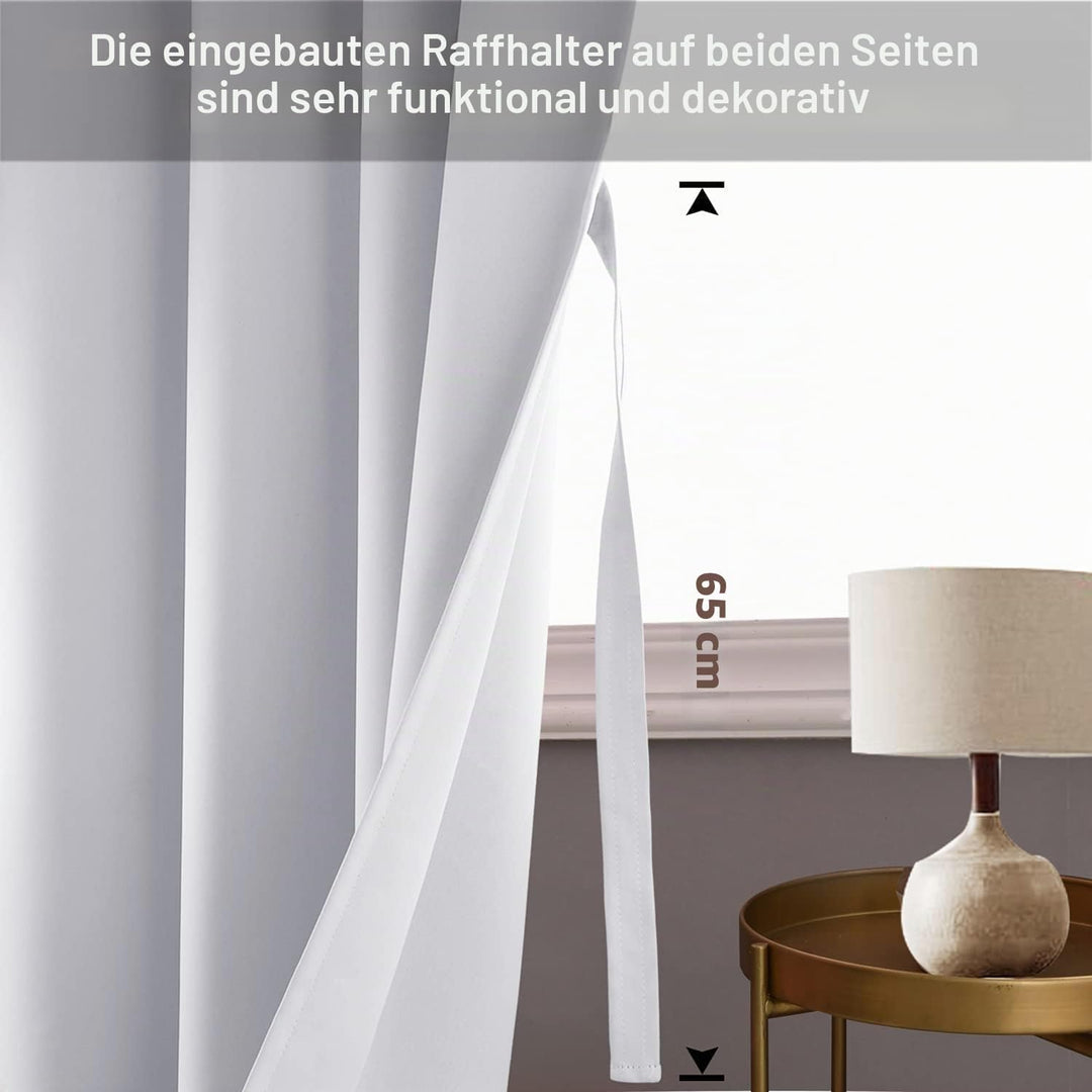JIUZHEN Blickdicht Vorhänge Gardinen Ösenvorhang für Schlafzimmer Wohnzimmer,Weiss Verdunkelungsvorh