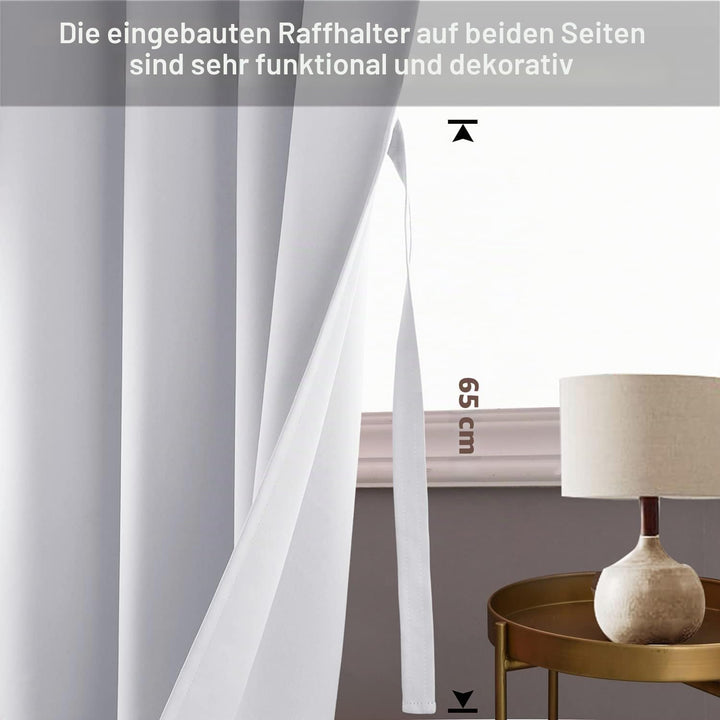 JIUZHEN Blickdicht Vorhänge Gardinen Ösenvorhang für Schlafzimmer Wohnzimmer,Grau Weiss Verdunkelung